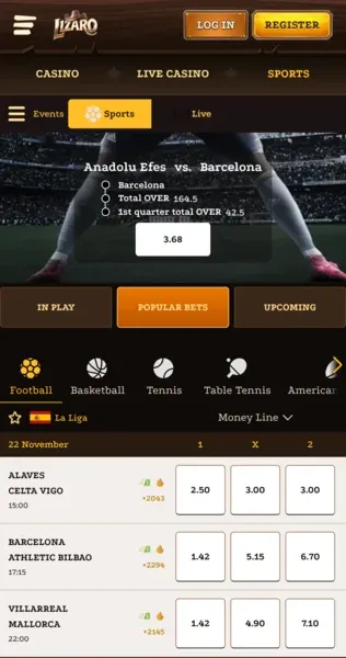 Lizaro Casino sports